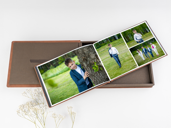 oprawa zdjęć na komunię fotoalbum komunijny w zestawie z pudełkiem recznie robiony personalizowany